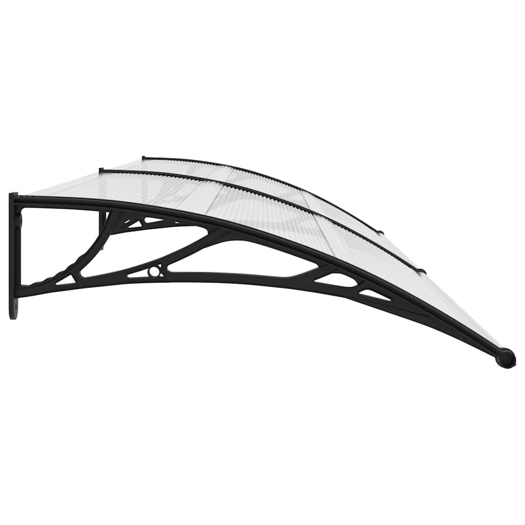 Awning for doors, black and transparent, 300x75cm, PC