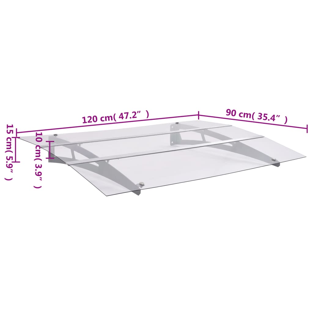 Canopy for doors, silver and transparent, 120x90cm