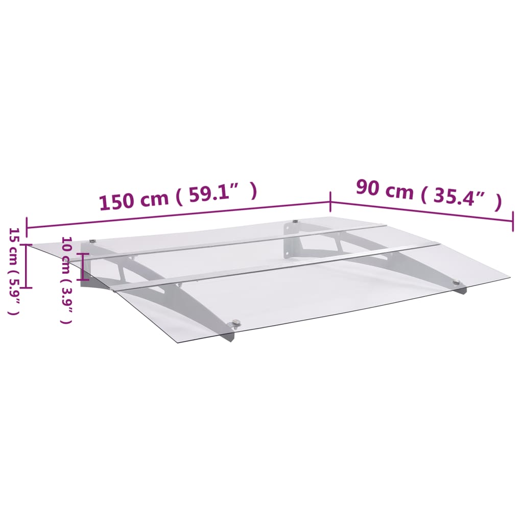 Stogelis durims, sidabrinis ir permatomas, 150x90cm, PET