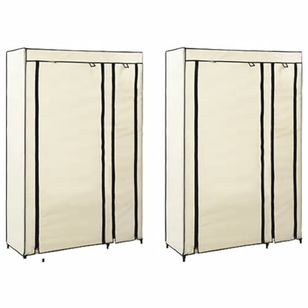 Foldable wardrobes, 2 pcs., cream, 110x45x175cm, fabric