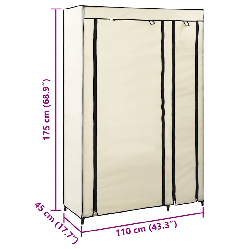 Foldable wardrobes, 2 pcs., cream, 110x45x175cm, fabric