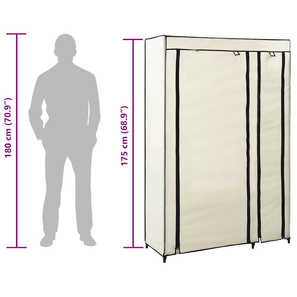 Foldable wardrobes, 2 pcs., cream, 110x45x175cm, fabric