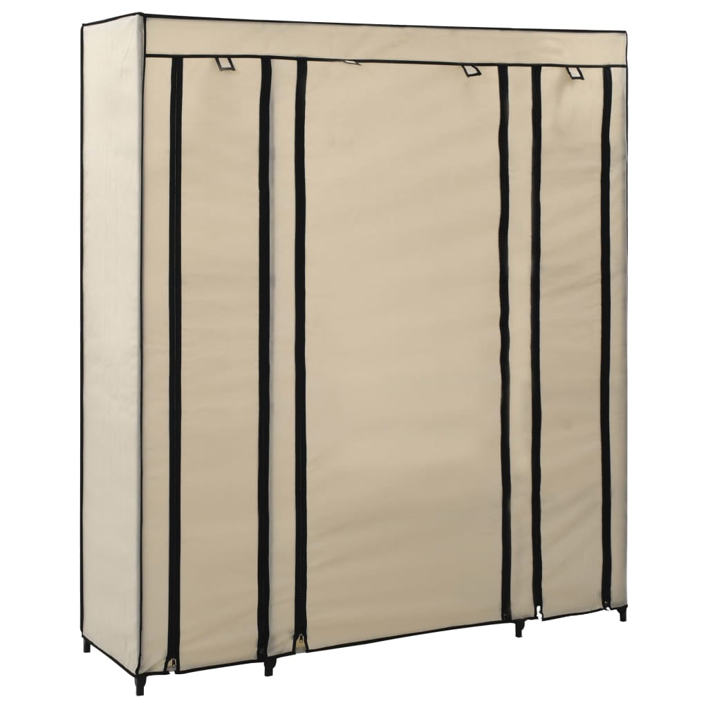 Drēb. skapis ar nodal. un stieņi, krēmkr., 150x45x176cm, aud.