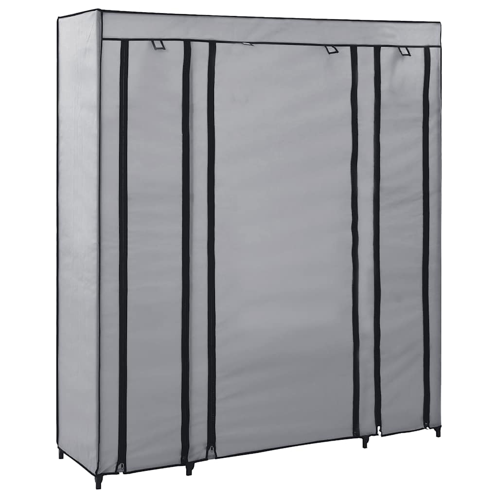 Drab. spinta su skyr. ir stryp., pilka, 150x45x176cm, audinys