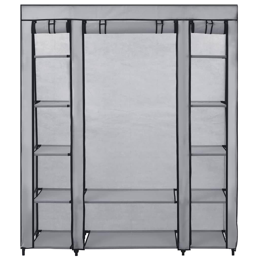 Drab. spinta su skyr. ir stryp., pilka, 150x45x176cm, audinys