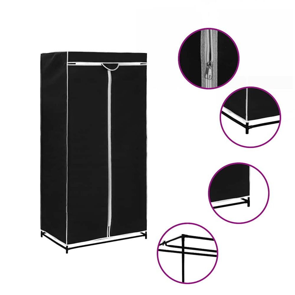Wardrobe, black, 75x50x160cm