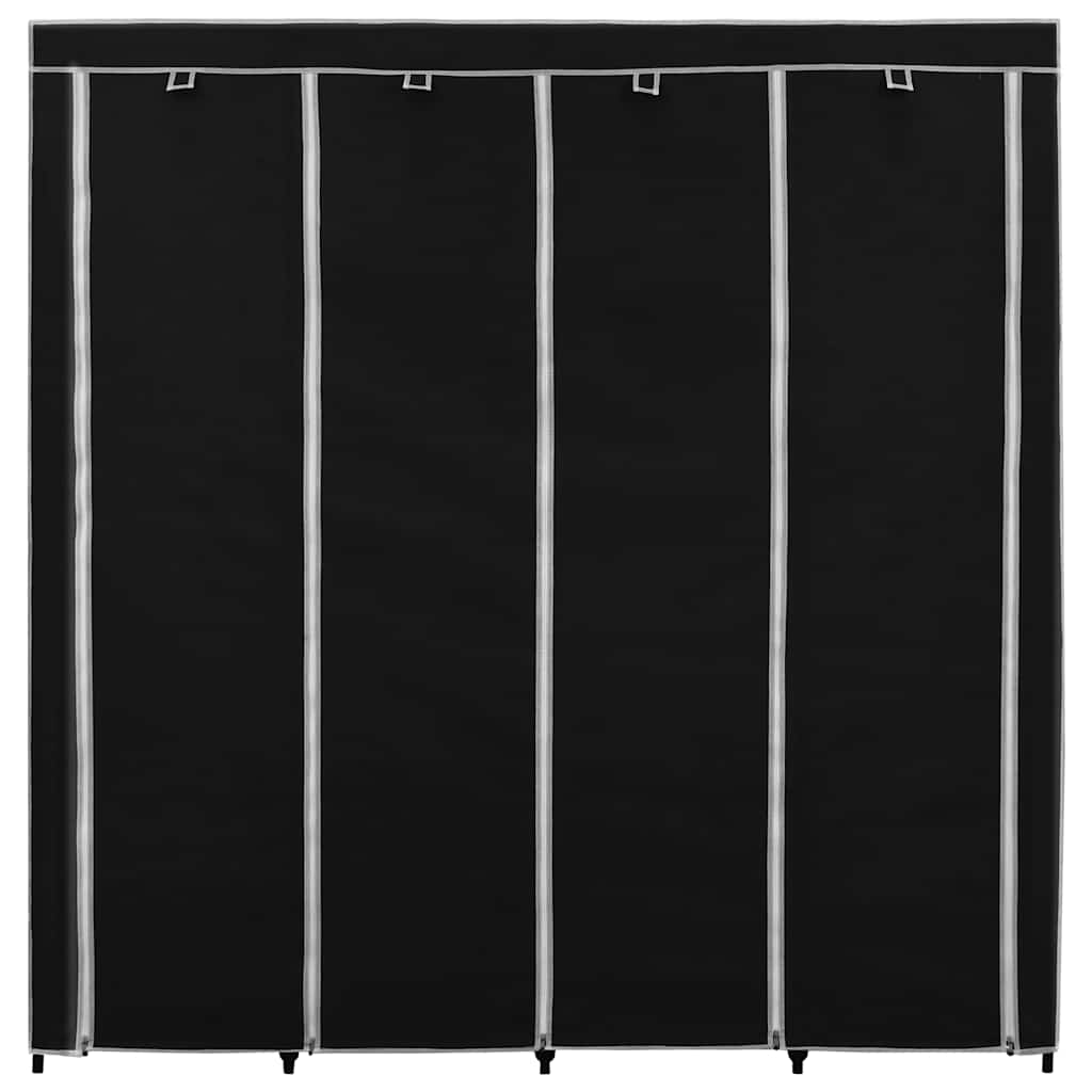 Drēbju skapis ar 4 nodalījumiem, melnā krāsā, 175x45x170 cm