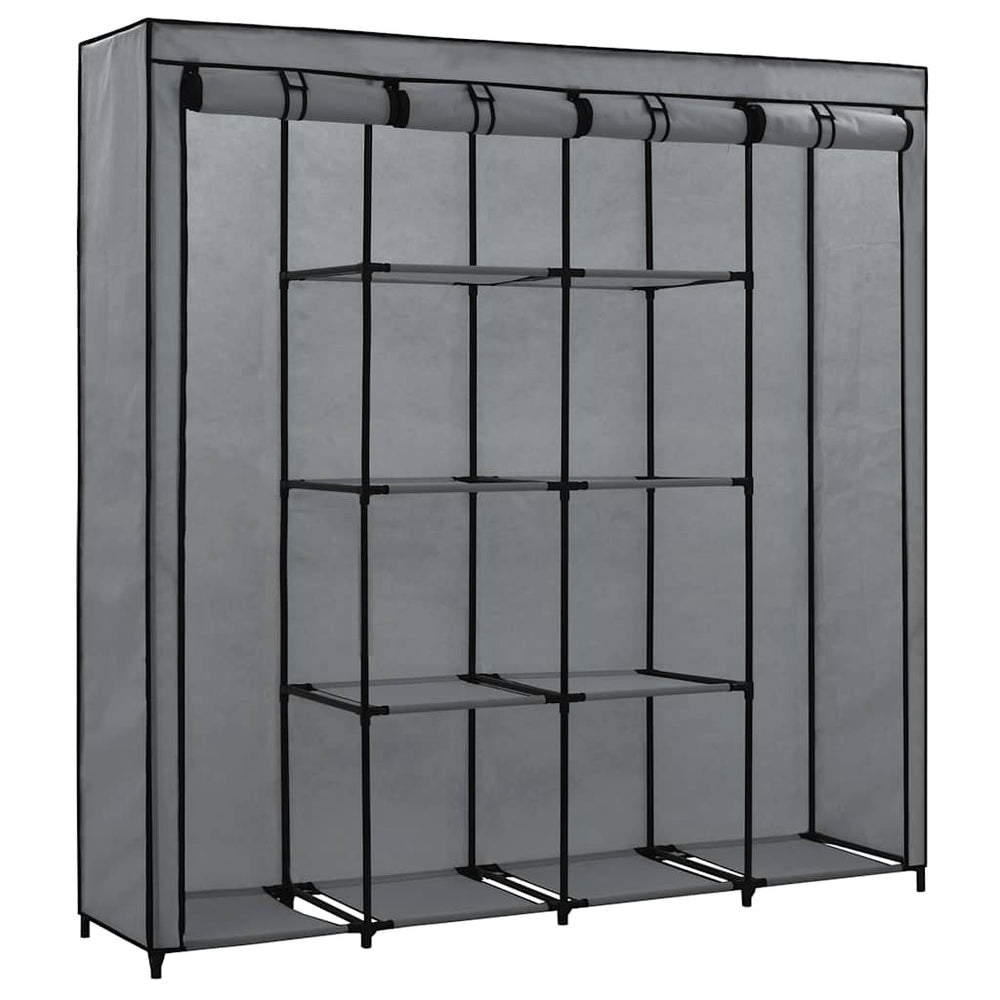 Wardrobe with 4 compartments, grey, 175x45x170 cm