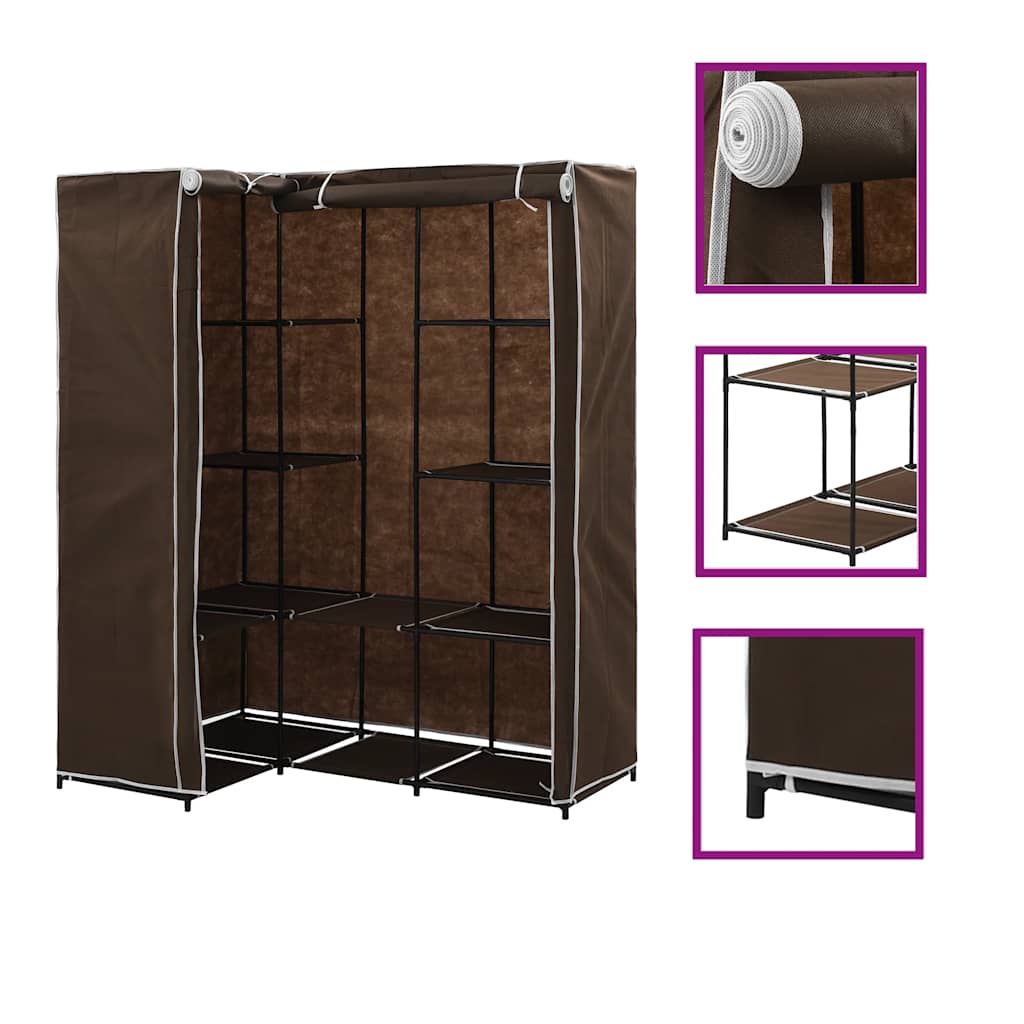 Corner wardrobe, brown, 130x87x169cm