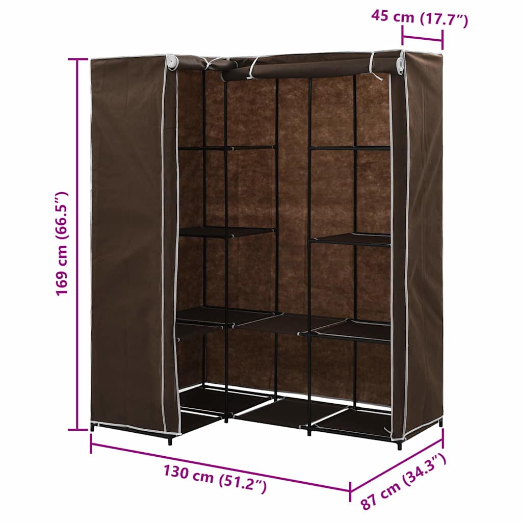 Corner wardrobe, brown, 130x87x169cm