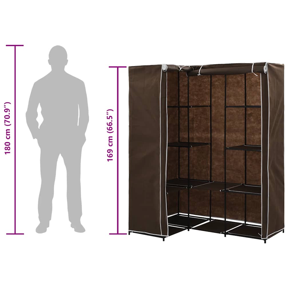 Corner wardrobe, brown, 130x87x169cm