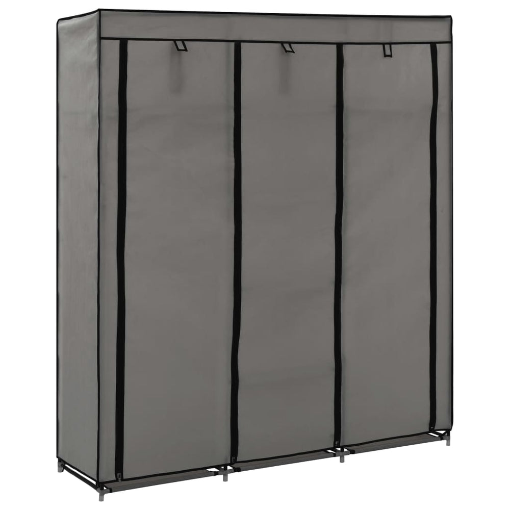 Wardrobe with shelf and rod, grey, 150x45x175cm, fabric