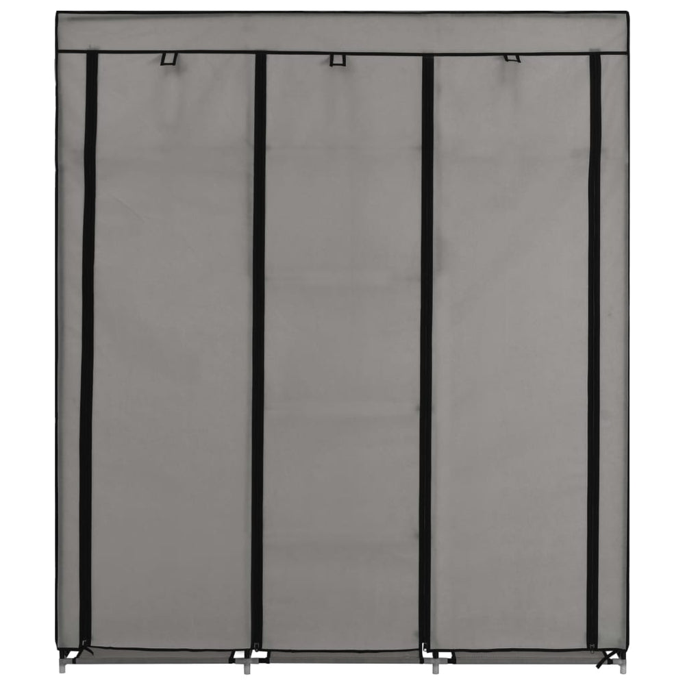 Wardrobe with shelf and rod, grey, 150x45x175cm, fabric