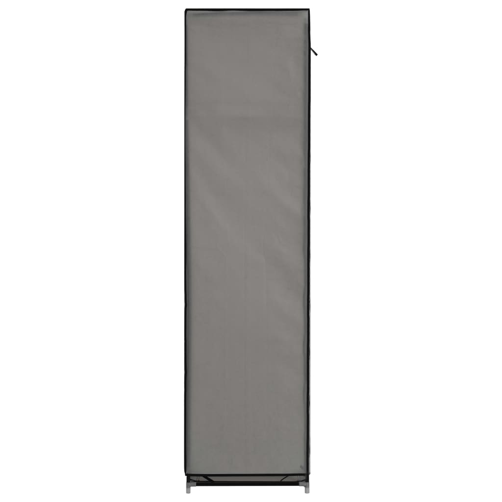 Drēbju skapis ar nodalījumiem un stangu, pelēks, 150x45x175cm, audums