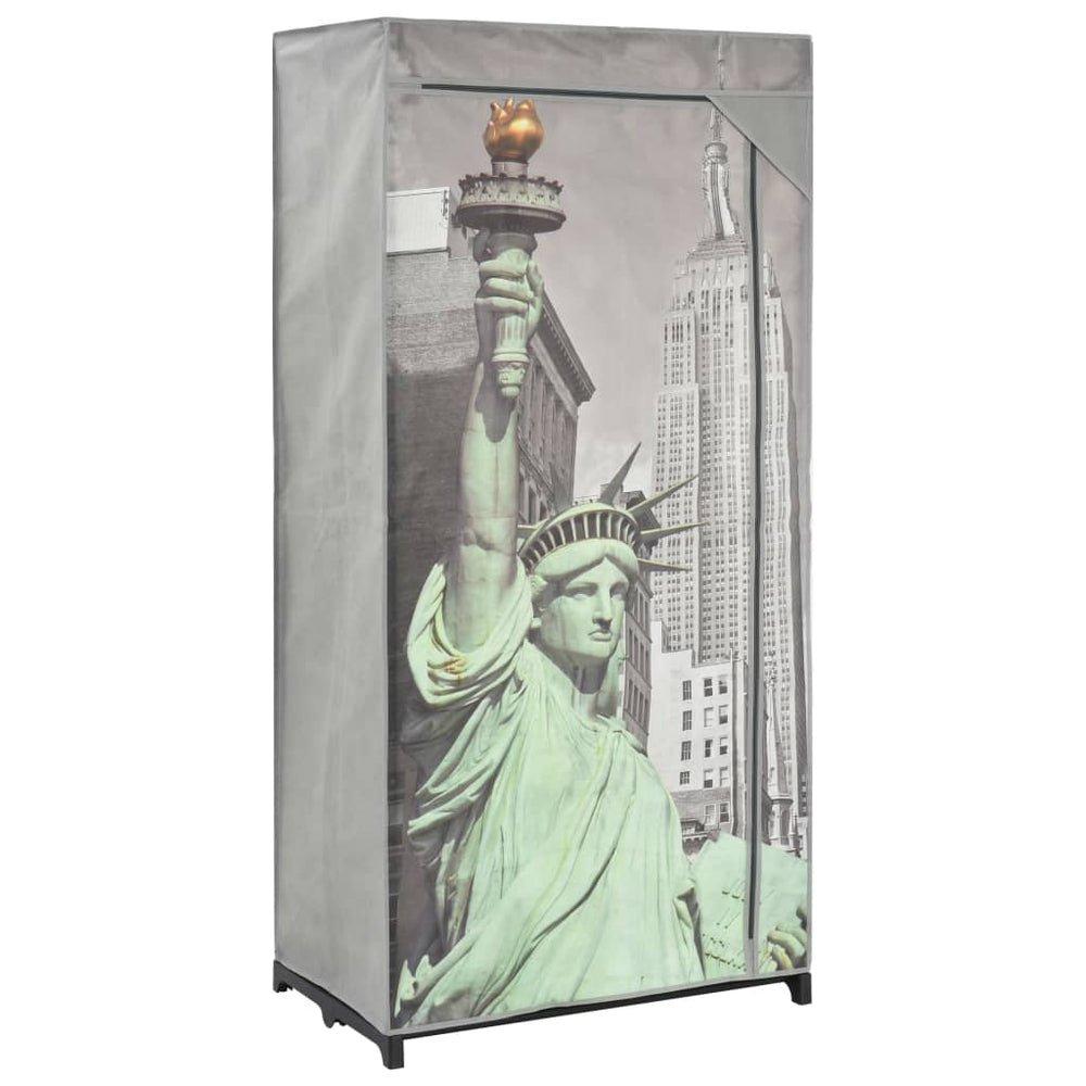Wardrobe, 75x45x160cm, fabric, with New York photo