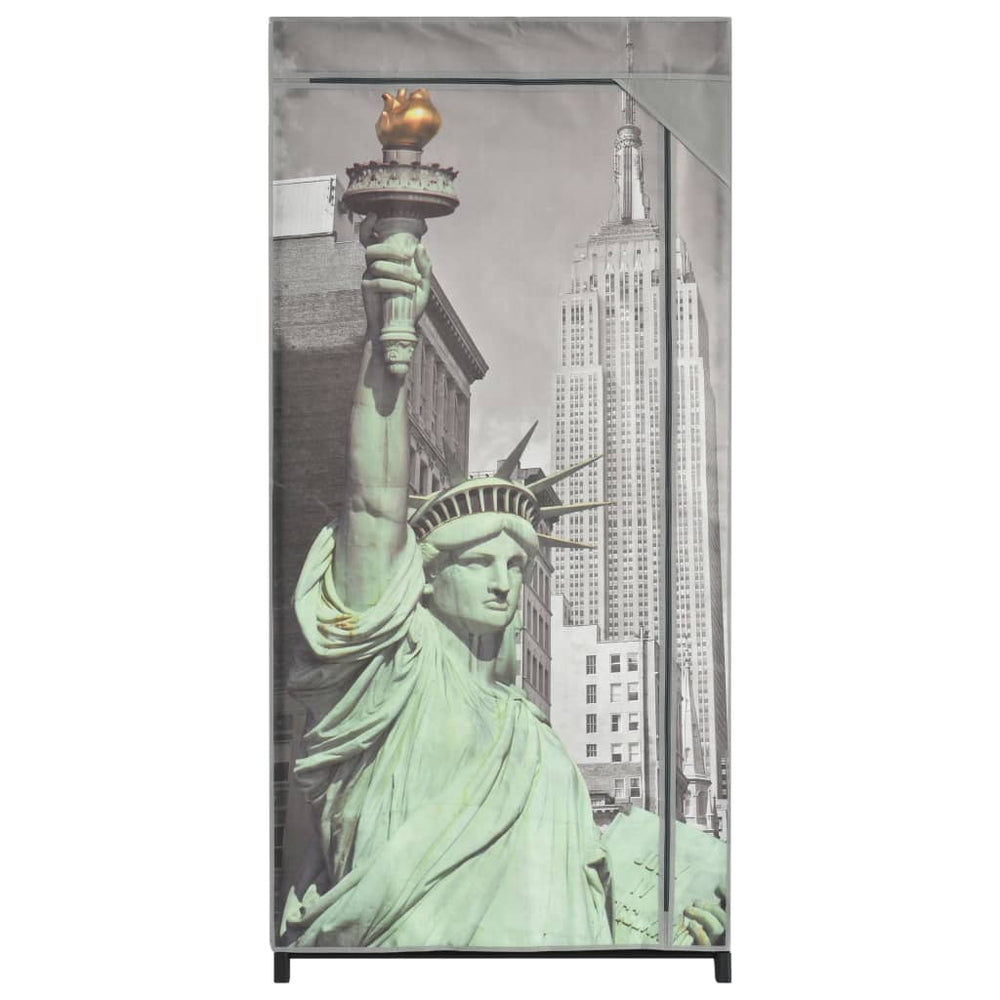 Wardrobe, 75x45x160cm, fabric, with New York photo