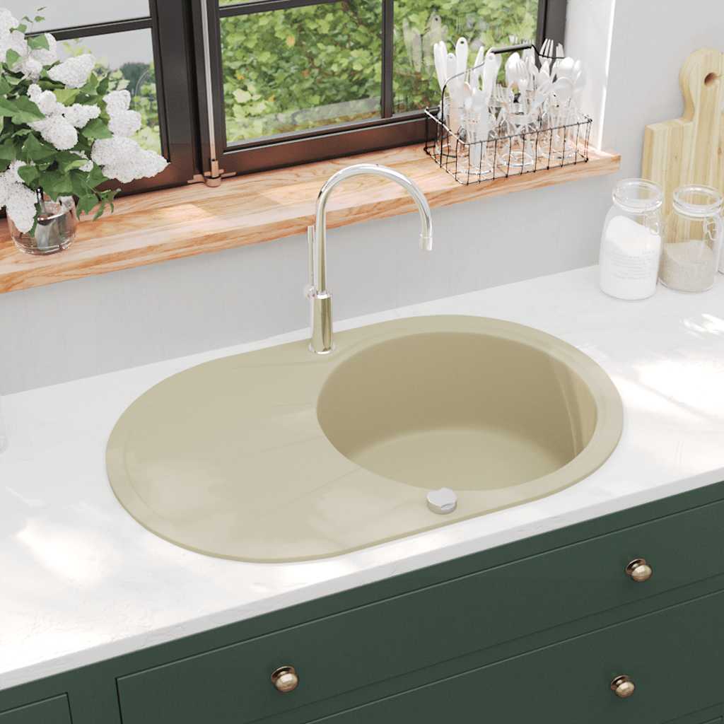 Kitchen sink, sand, granite, single bowl, oval.