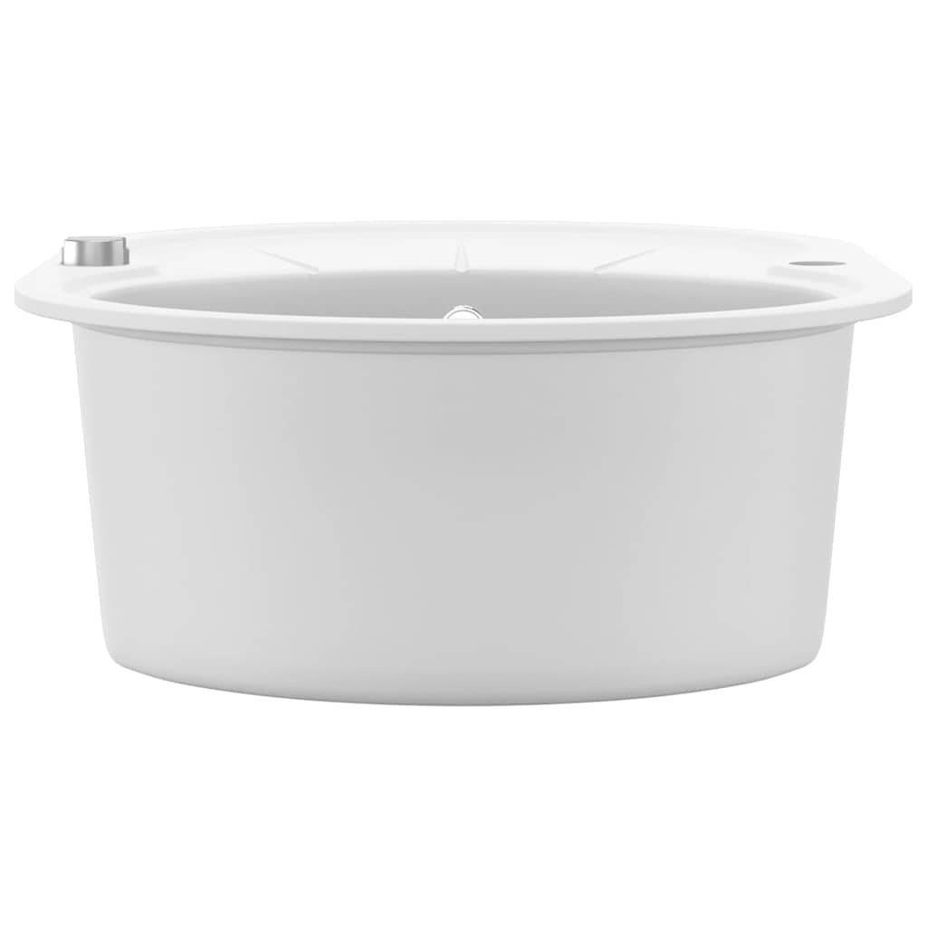 Virtuvinė plautuvė, balta, granitas, vieno dubens, oval. form.