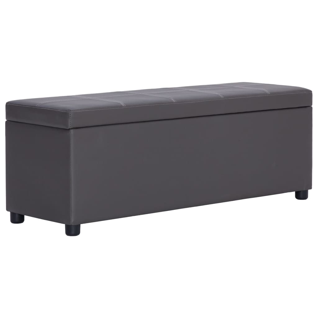 Bench with storage compartment, grey, 116cm, faux leather