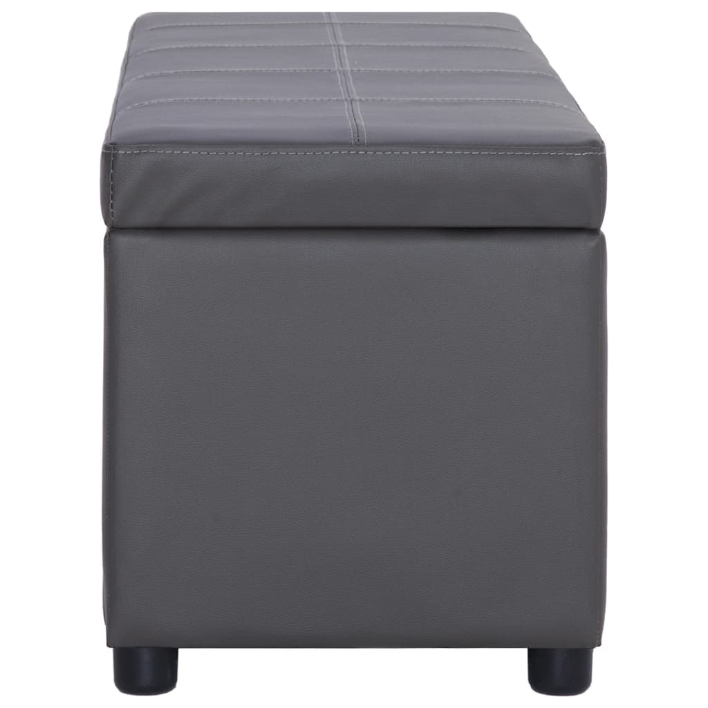 Bench with storage compartment, grey, 116cm, faux leather