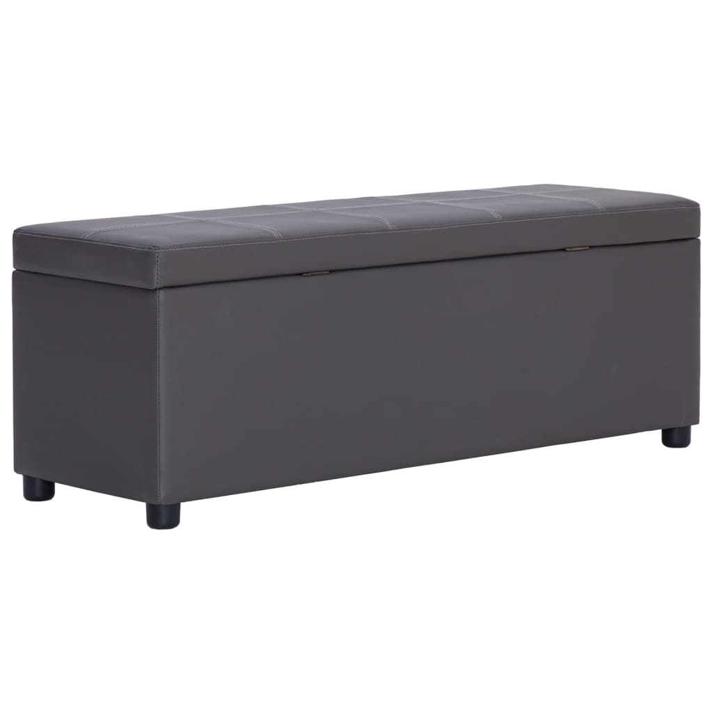 Bench with storage compartment, grey, 116cm, faux leather