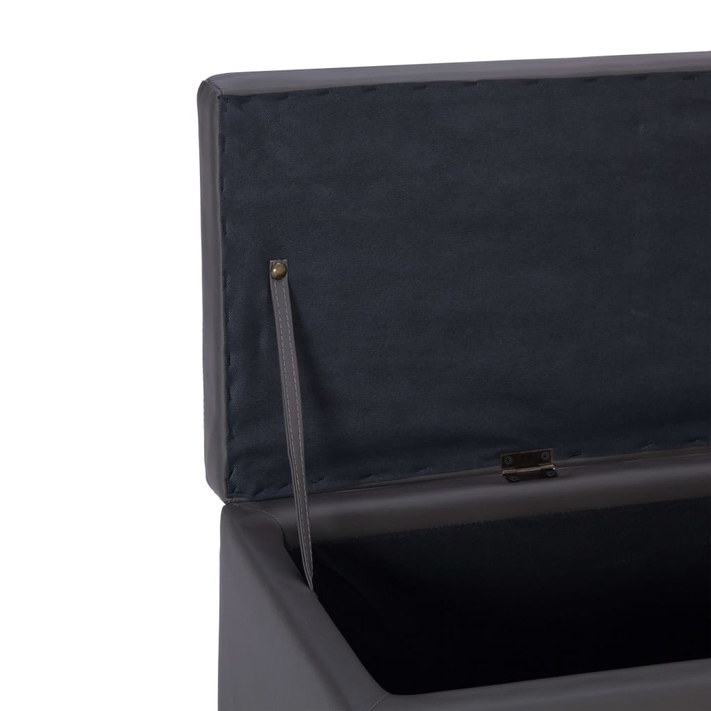 Bench with storage compartment, grey, 116cm, faux leather