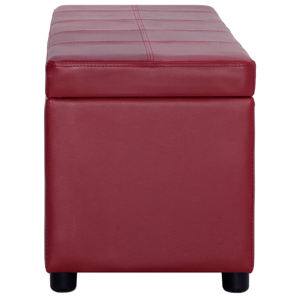 Bench with storage, red wine color, 116cm, faux leather