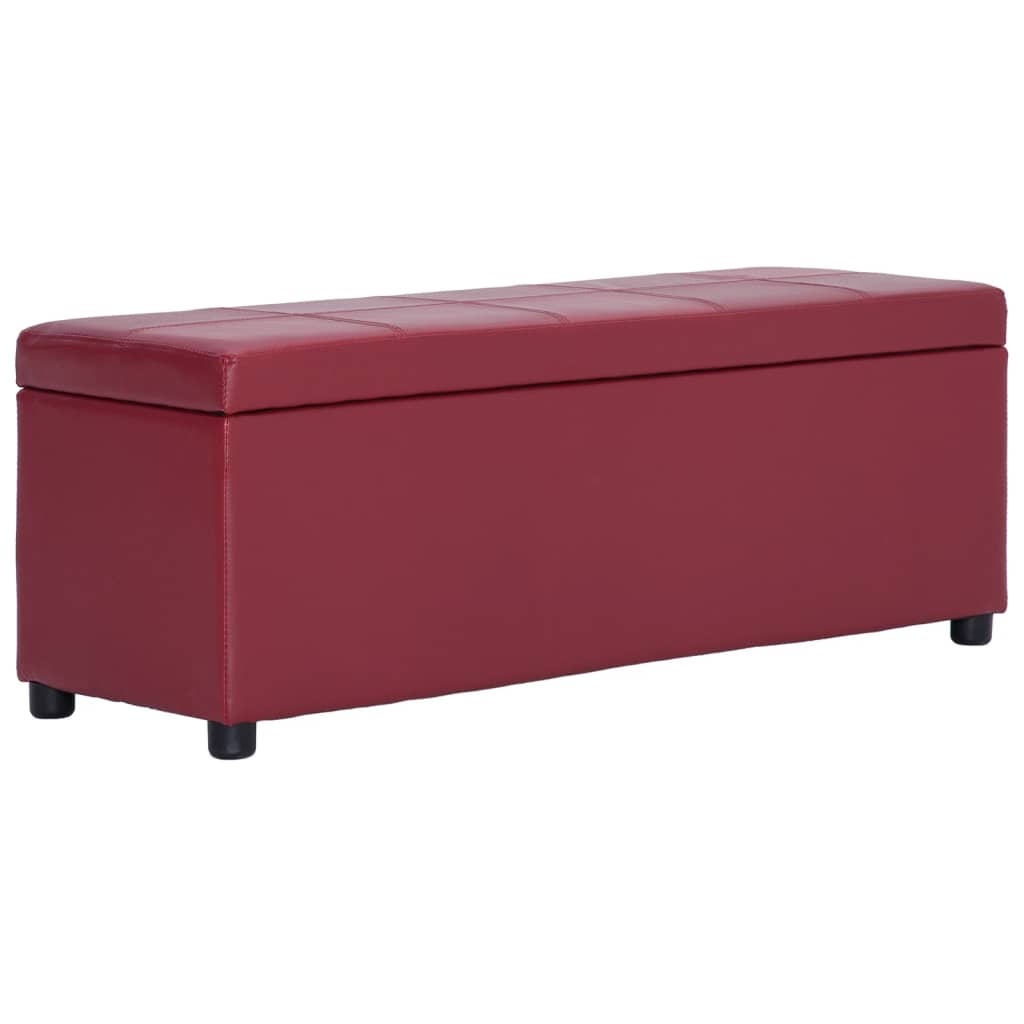 Bench with storage, red wine color, 116cm, faux leather