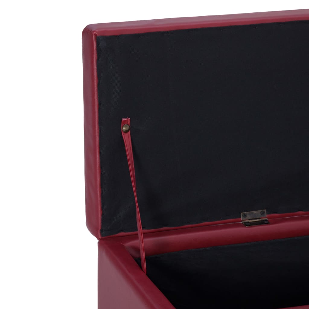Bench with storage, red wine color, 116cm, faux leather