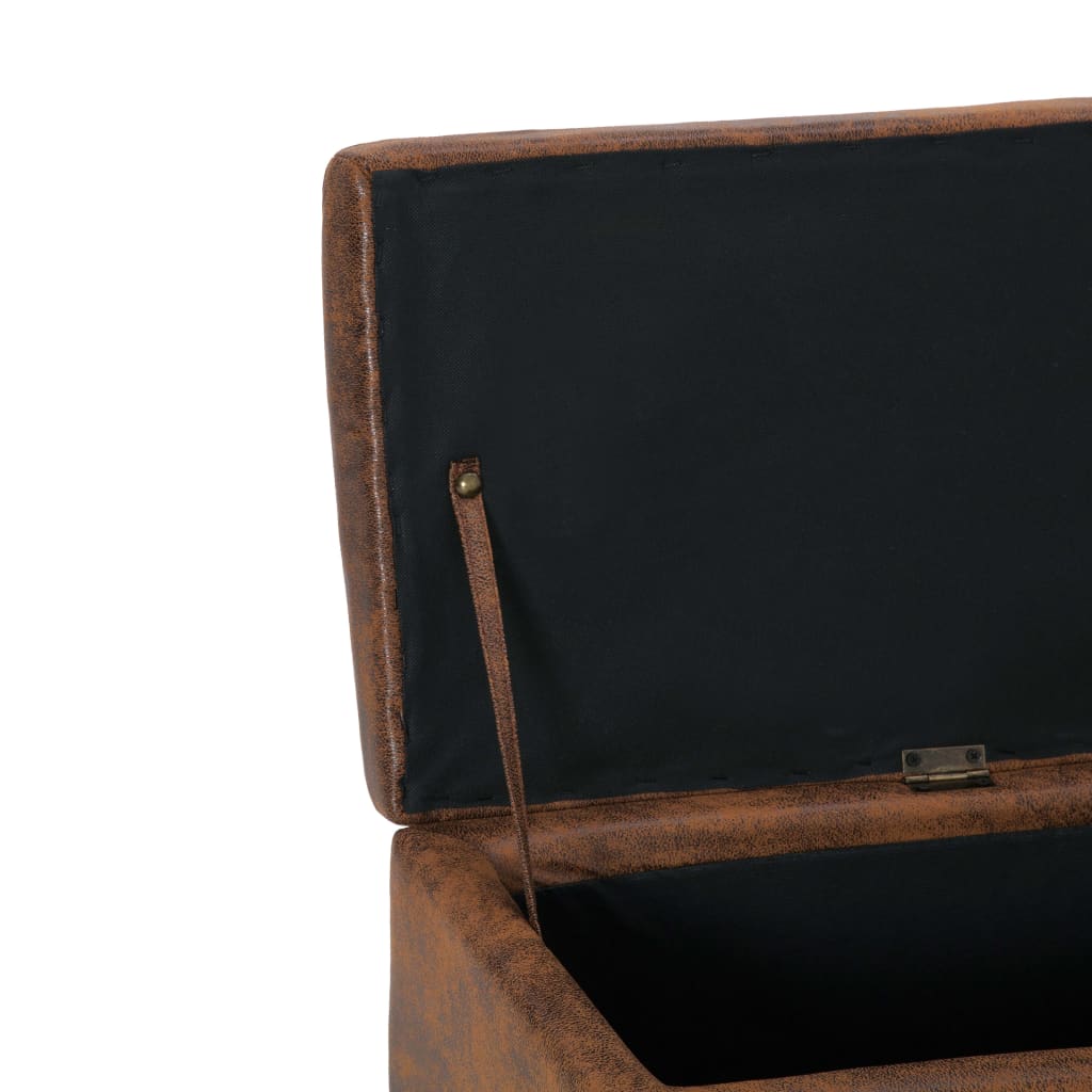 Bench with storage, brown, 116cm, faux suede