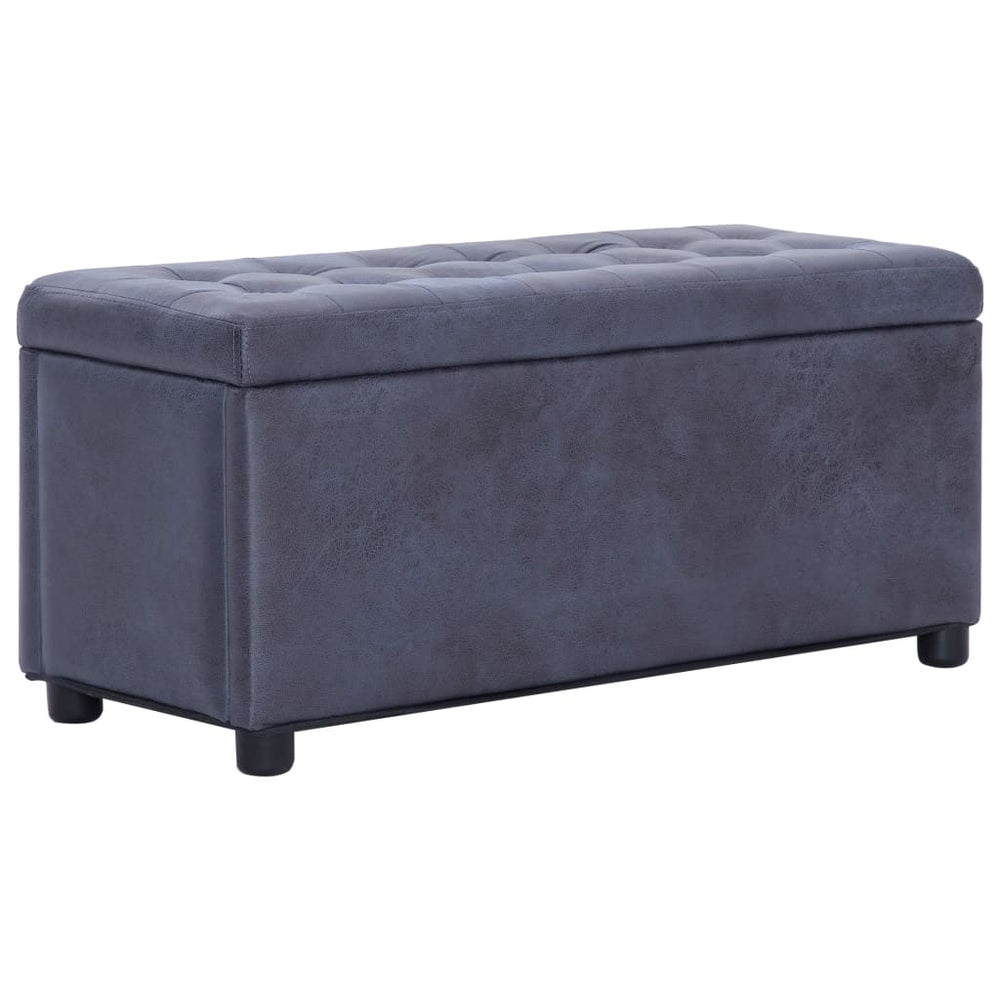 Storage ottoman, grey, 87.5cm, faux suede
