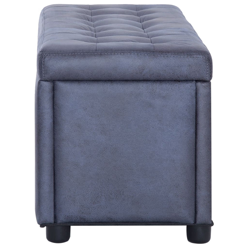 Storage ottoman, grey, 87.5cm, faux suede