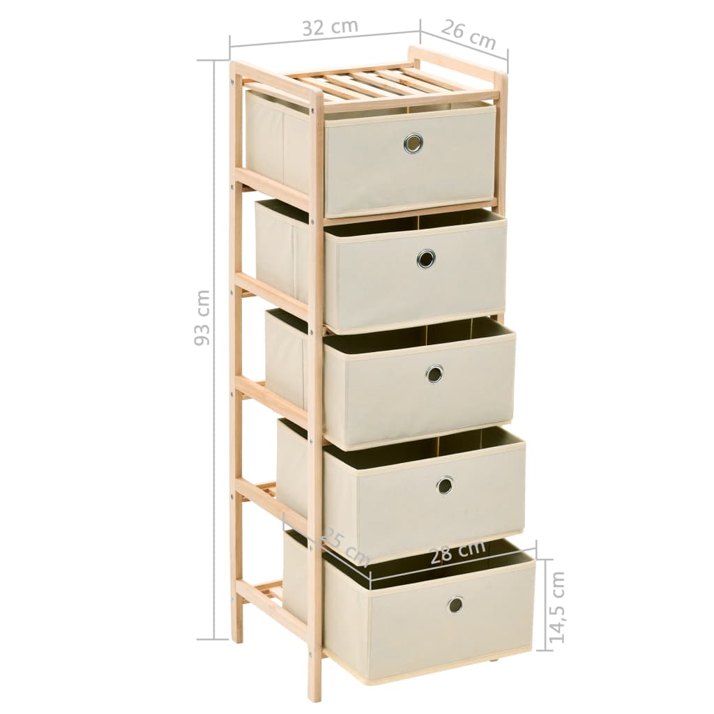 Cupboard with 5 wooden baskets, 2 pcs., sand color, cedar wood.