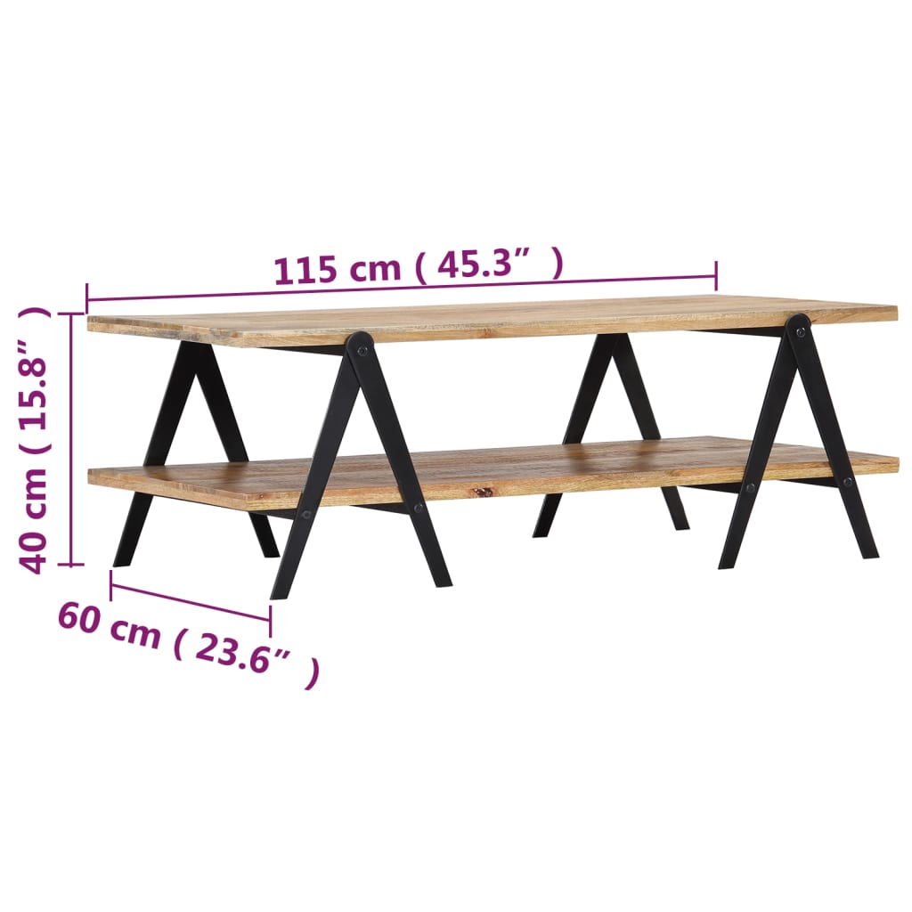 Coffee table, 115x60x40 cm, solid mango wood