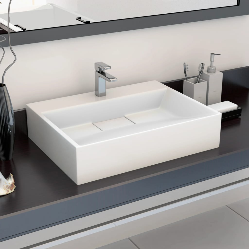 Washbasin, 50x38x13cm, white, mineral composite/cast marble