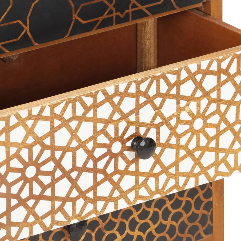 Sideboard with patterns, 90x30x70cm, solid mango wood