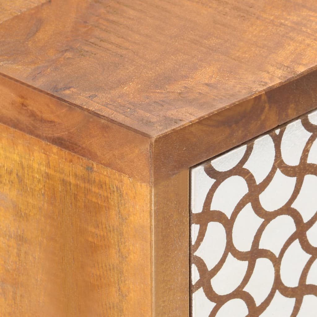 Sideboard with patterns, 90x30x70cm, solid mango wood