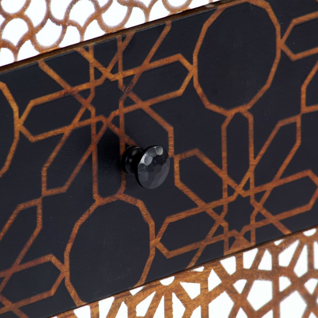 Sideboard with patterns, 90x30x70cm, solid mango wood