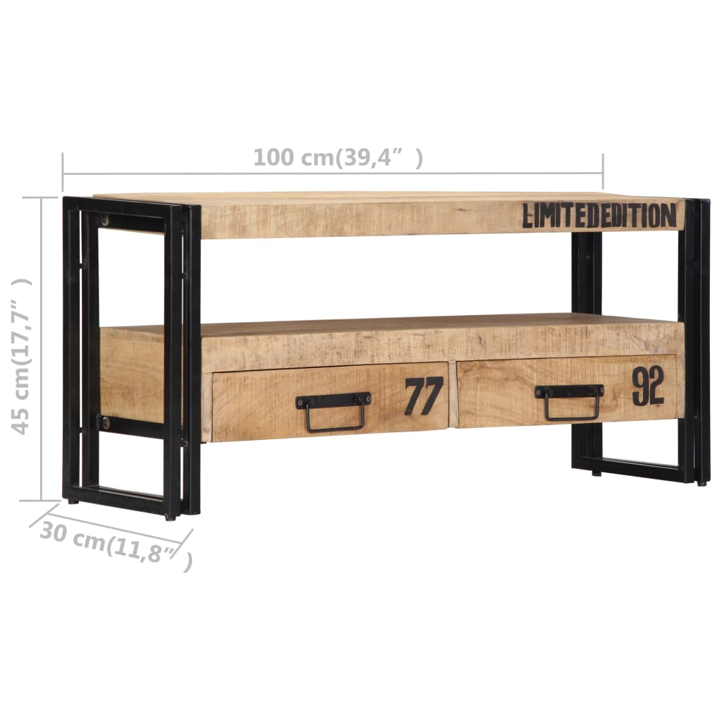 TV cabinet, 100x30x45cm, solid mango wood