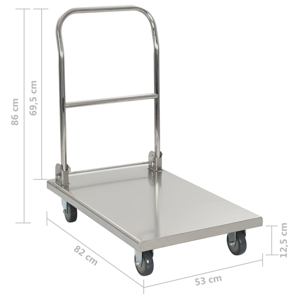 Transportēšanas ratiņi, sudraba, 82x53x86, nerūsējošais tērauds