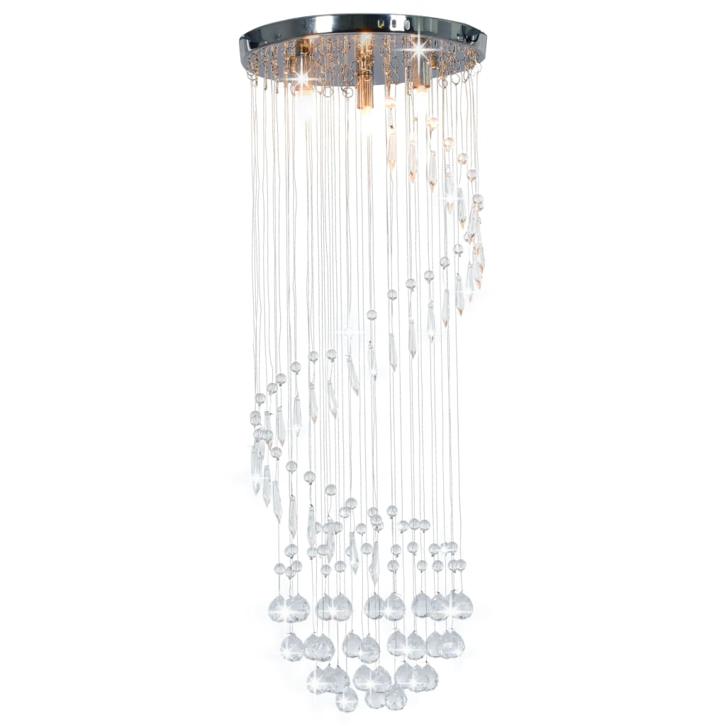 Griestu lampa ar krist. krellēm, sudrab., spirālveida, G9 sp.
