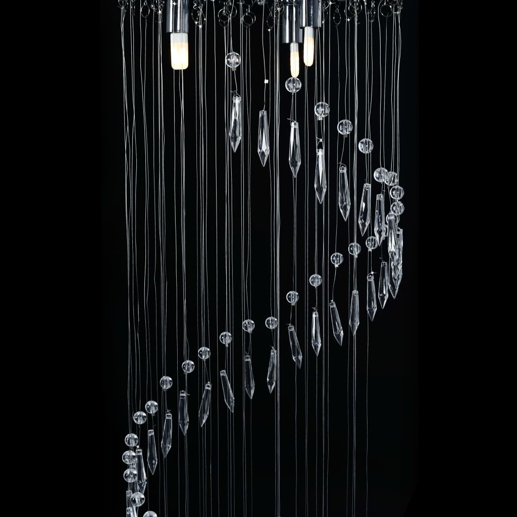 Griestu lampa ar krist. krellēm, sudrab., spirālveida, G9 sp.