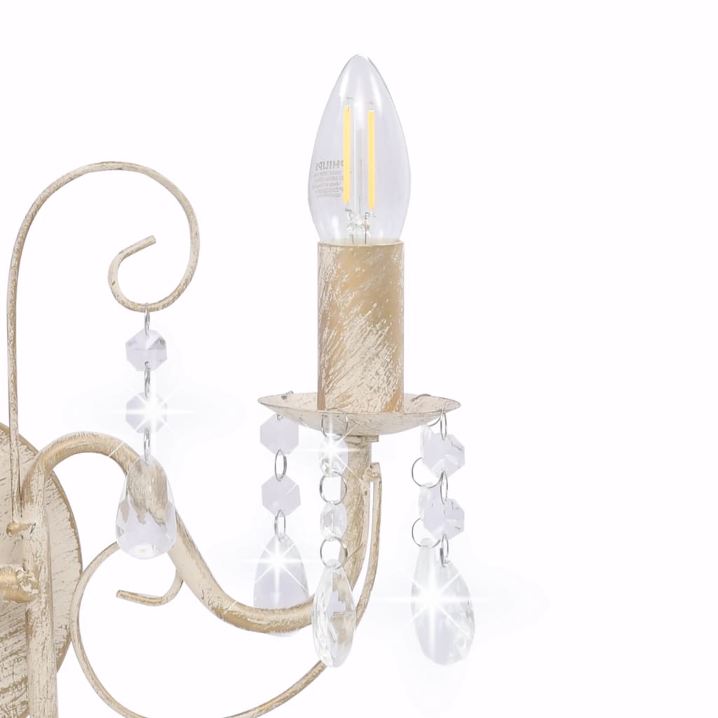 Sienas lampa ar pērlītēm, balta, 2xE14 spuldzes