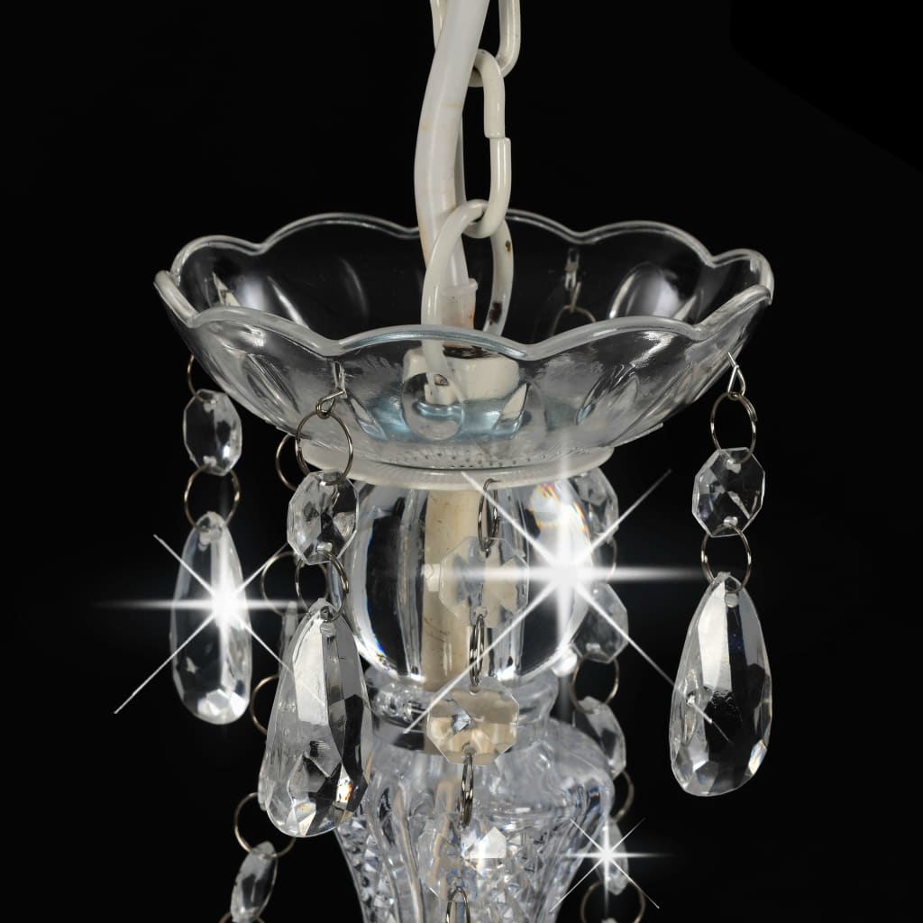 Chandelier with beads, white, 3 x E14 bulbs, round