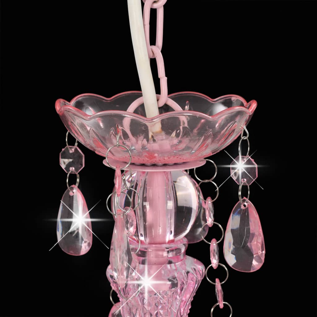 Griestu lampa ar pērlītēm, rozā kr., 3 x E14 spuldzēm, apaļa