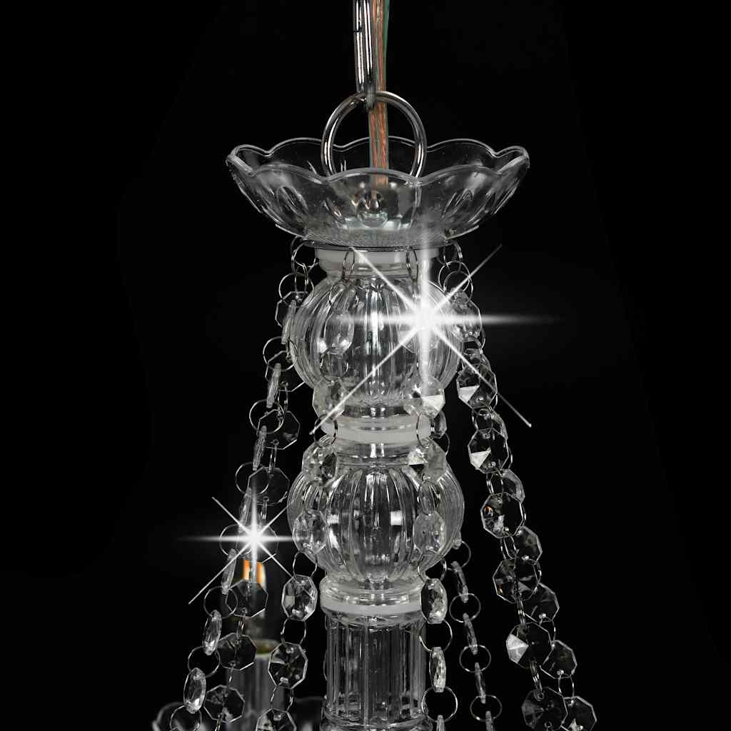 Chandelier with beads, silver color, 8 x E14 bulbs