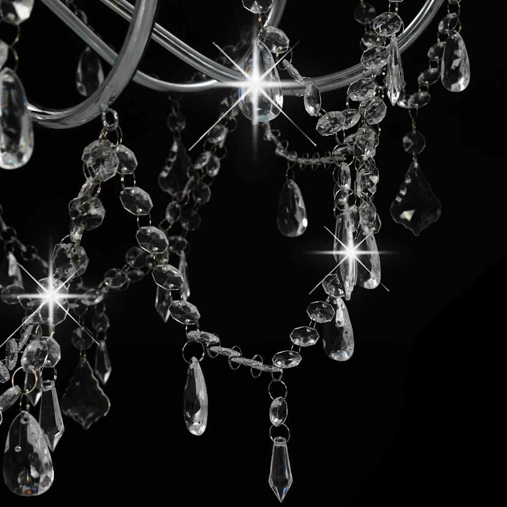 Chandelier with beads, silver color, 8 x E14 bulbs