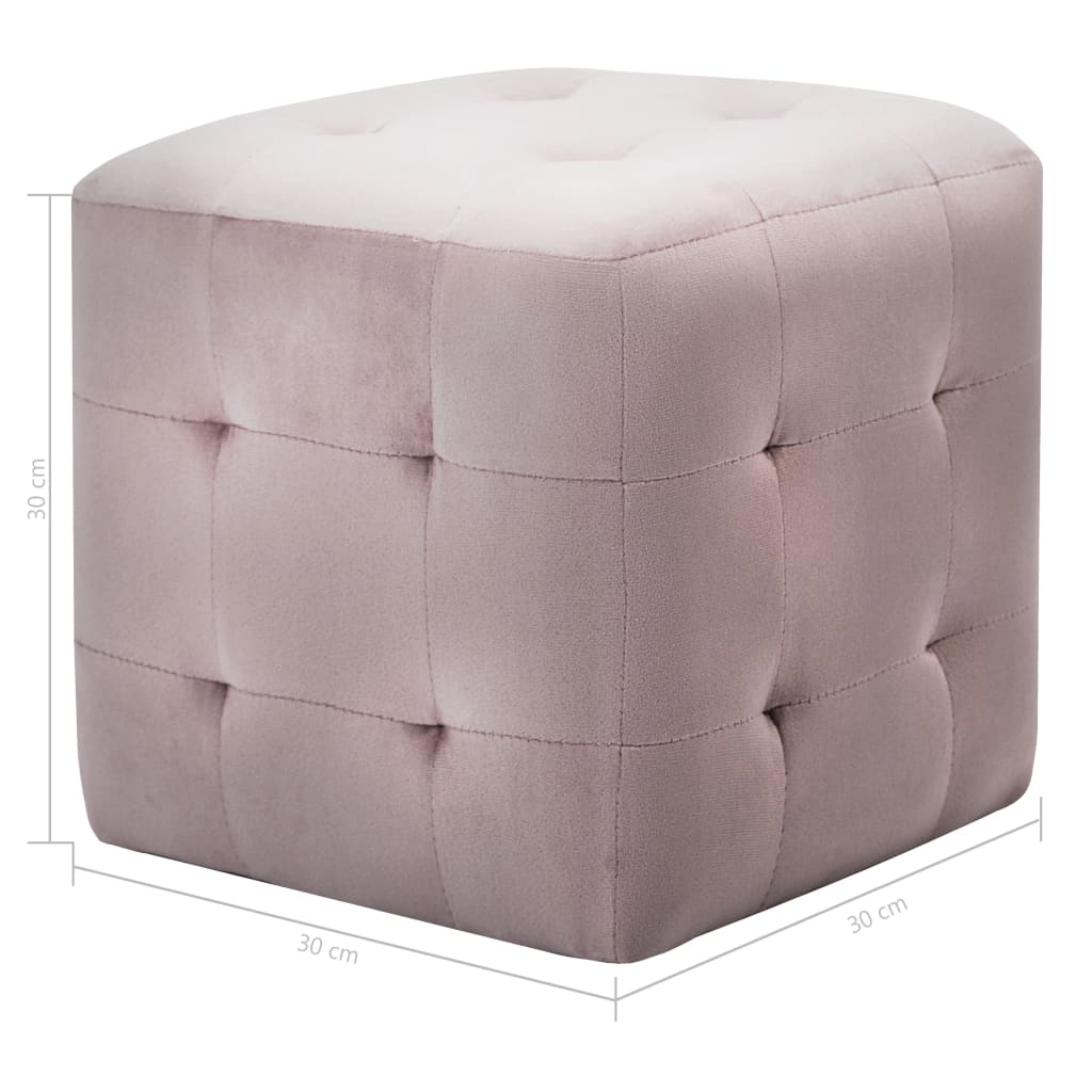 Nightstands, 2 pcs., pink, 30x30x30cm, velvet