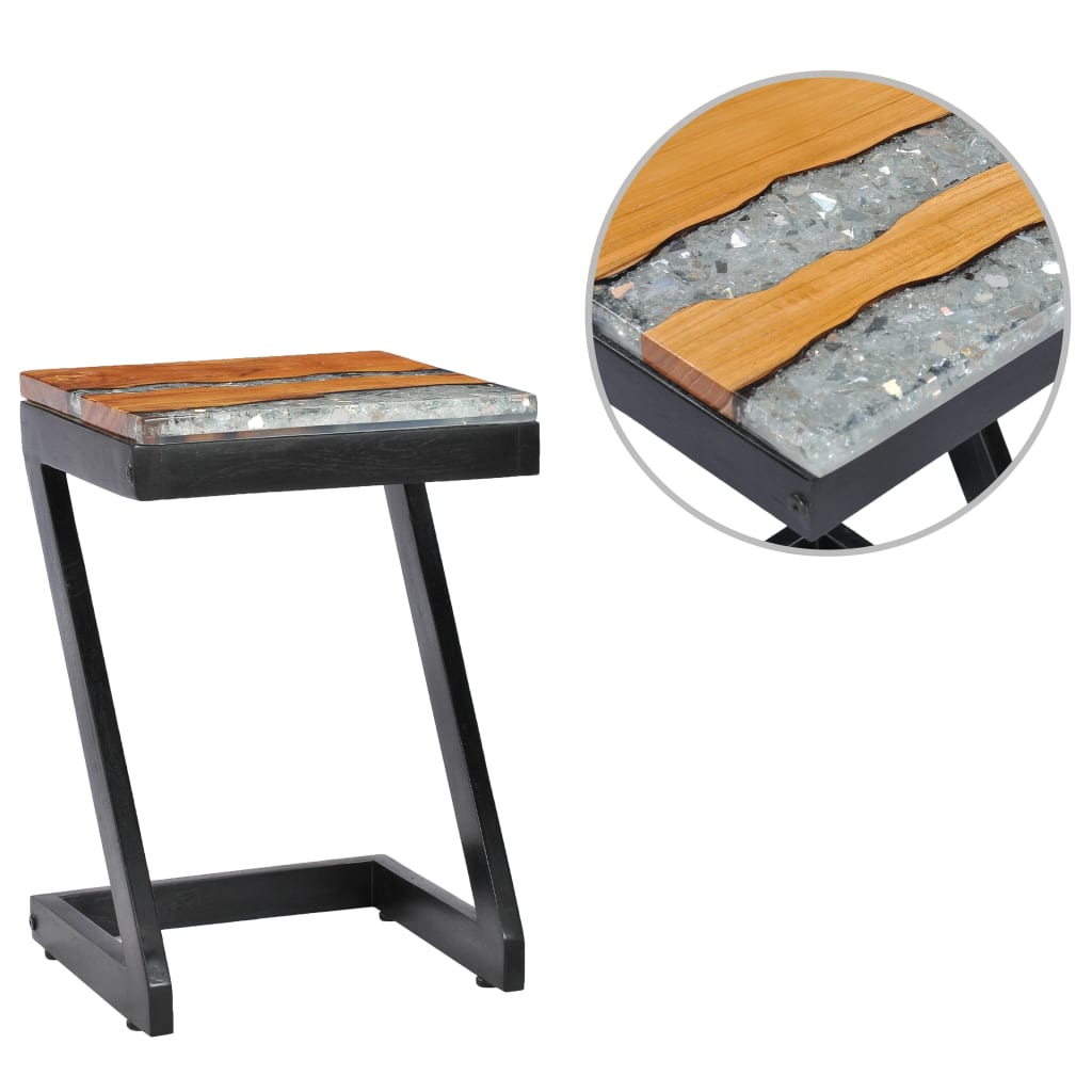 Coffee table, 30x30x50cm, teak and synthetic resin