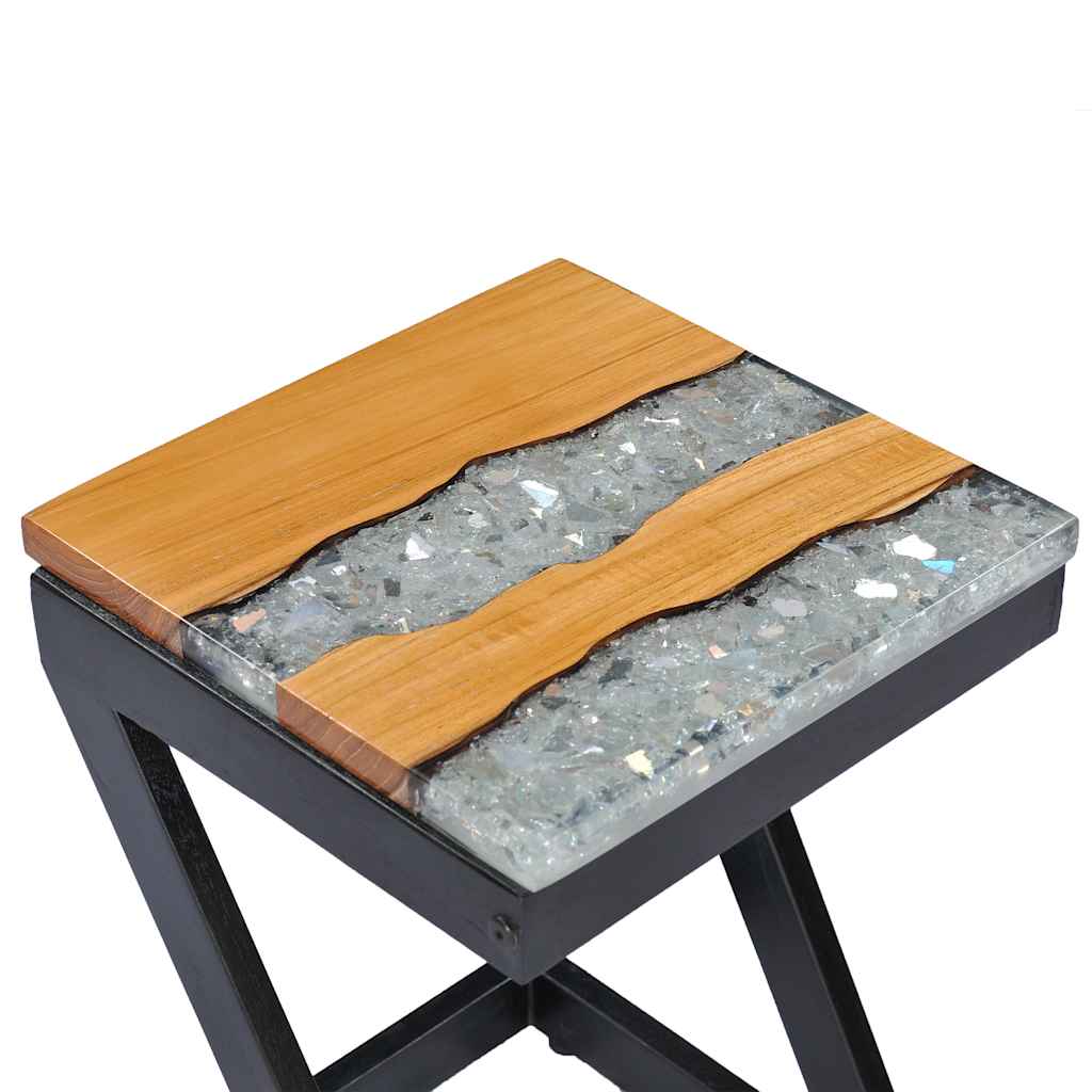Coffee table, 30x30x50cm, teak and synthetic resin